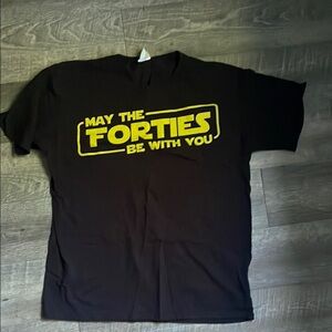 Port and Company Black Tee with Bold Yellow Graphic